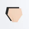 2 culottes classiques invisibles à taille mi-haute en mélange de coton 2 culottes classiques invisibles à taille mi-haute en mélange de coton