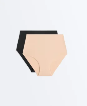 2 culottes classiques invisibles à taille mi-haute en mélange de coton