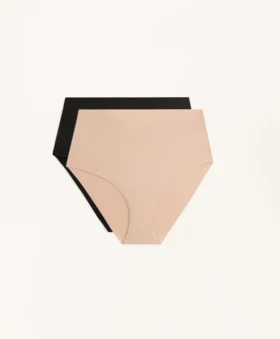 2 culottes classiques taille haute à maintien moyen en mélange de polyamide