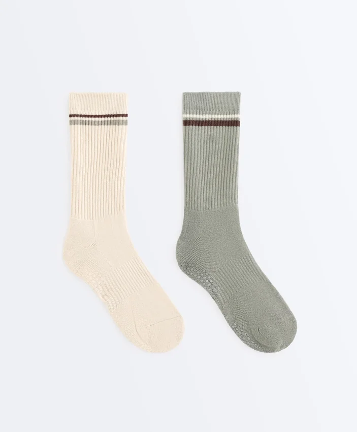 2 paires de chaussettes classiques en coton mélangé pour le yoga et le Pilates 2 paires de chaussettes classiques en coton mélangé pour le yoga et le Pilates