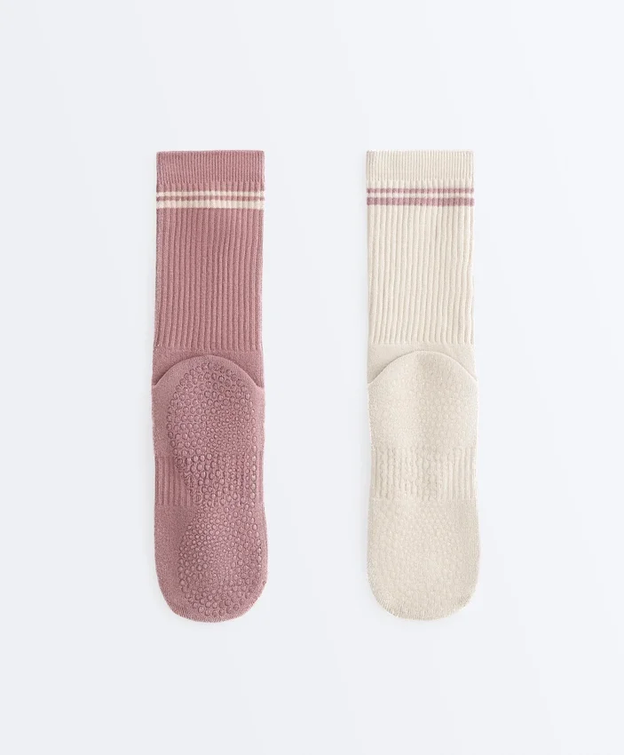 2 paires de chaussettes classiques en coton mélangé pour le yoga et le Pilates 2 paires de chaussettes classiques en coton mélangé pour le yoga et le Pilates