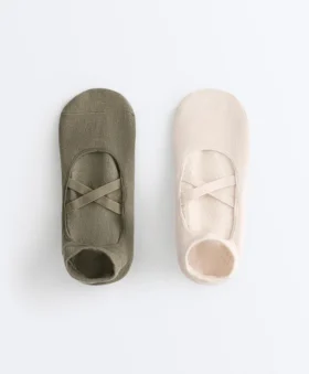 2 paires de chaussettes de sport en coton mélangé pour le yoga et le Pilates avec bandes croisées