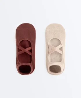2 paires de chaussettes de sport en coton mélangé pour le yoga et le Pilates avec bandes croisées