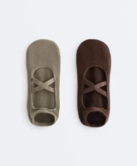 2 paires de chaussettes de yoga et de Pilates en coton mélangé avec bandes croisées 2 paires de chaussettes de yoga et de Pilates en coton mélangé avec bandes croisées