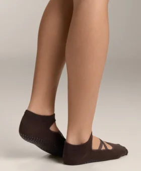 2 paires de chaussettes de yoga et de Pilates en coton mélangé avec bandes croisées 2 paires de chaussettes de yoga et de Pilates en coton mélangé avec bandes croisées