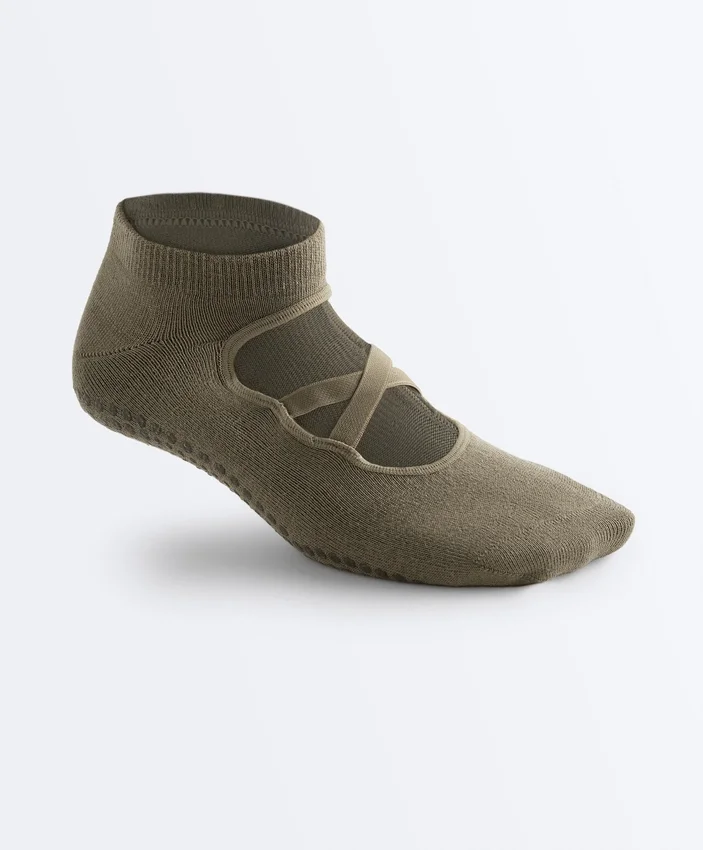 2 paires de chaussettes de yoga et de Pilates en coton mélangé avec bandes croisées 2 paires de chaussettes de yoga et de Pilates en coton mélangé avec bandes croisées