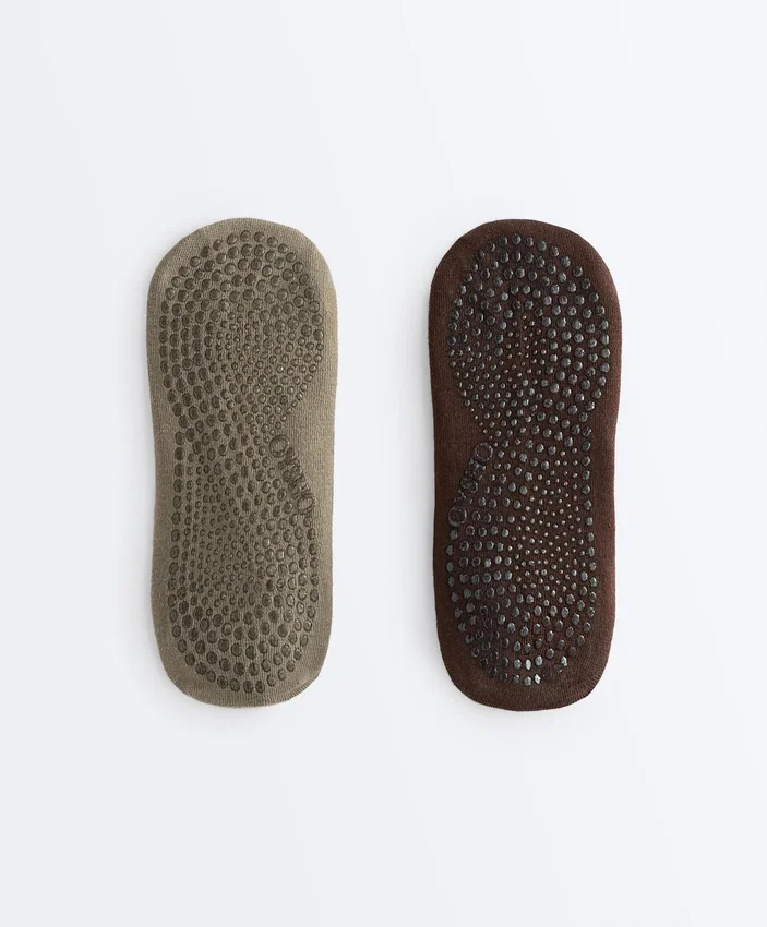2 paires de chaussettes de yoga et de Pilates en coton mélangé avec bandes croisées 2 paires de chaussettes de yoga et de Pilates en coton mélangé avec bandes croisées