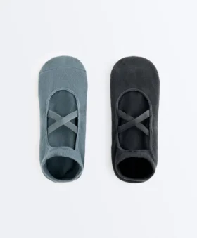 2 paires de chaussettes de yoga et de Pilates en coton mélangé avec sangles croisées 2 paires de chaussettes de yoga et de Pilates en coton mélangé avec sangles croisées