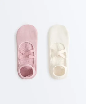 2 paires de chaussettes de yoga et de Pilates en coton mélangé avec sangles croisées 2 paires de chaussettes de yoga et de Pilates en coton mélangé avec sangles croisées