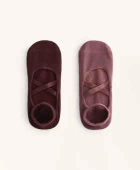 2 paires de chaussettes de yoga et de Pilates en coton mélangé avec sangles croisées