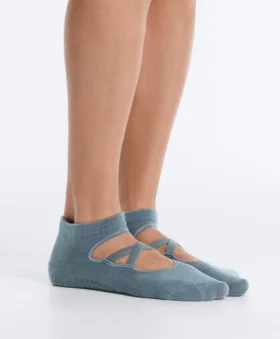 2 paires de chaussettes de yoga et de Pilates en coton mélangé avec sangles croisées 2 paires de chaussettes de yoga et de Pilates en coton mélangé avec sangles croisées