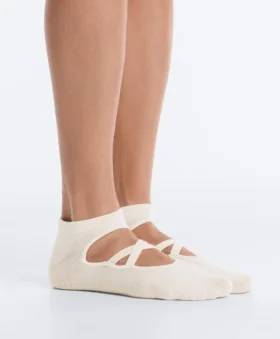 2 paires de chaussettes de yoga et de Pilates en coton mélangé avec sangles croisées 2 paires de chaussettes de yoga et de Pilates en coton mélangé avec sangles croisées