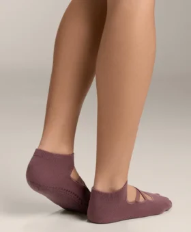 2 paires de chaussettes de yoga et de Pilates en coton mélangé avec sangles croisées