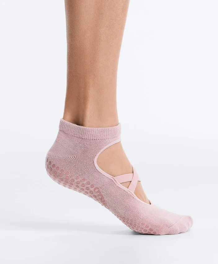2 paires de chaussettes de yoga et de Pilates en coton mélangé avec sangles croisées 2 paires de chaussettes de yoga et de Pilates en coton mélangé avec sangles croisées