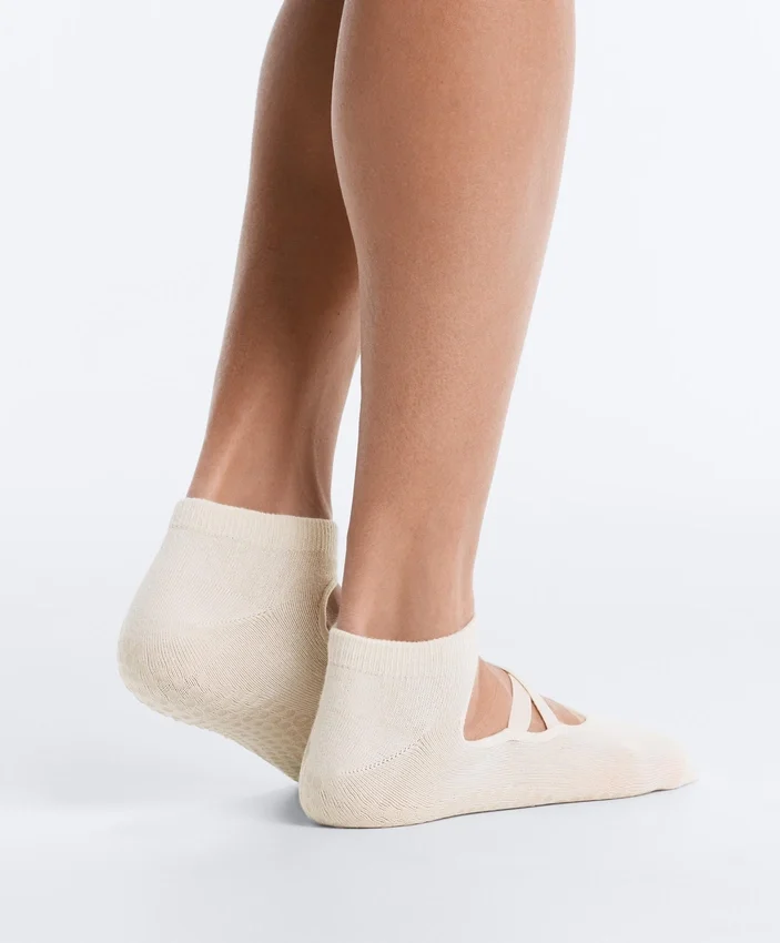 2 paires de chaussettes de yoga et de Pilates en coton mélangé avec sangles croisées 2 paires de chaussettes de yoga et de Pilates en coton mélangé avec sangles croisées