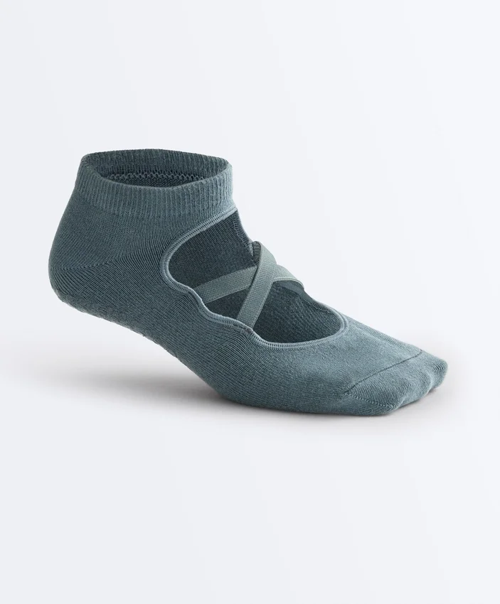 2 paires de chaussettes de yoga et de Pilates en coton mélangé avec sangles croisées 2 paires de chaussettes de yoga et de Pilates en coton mélangé avec sangles croisées