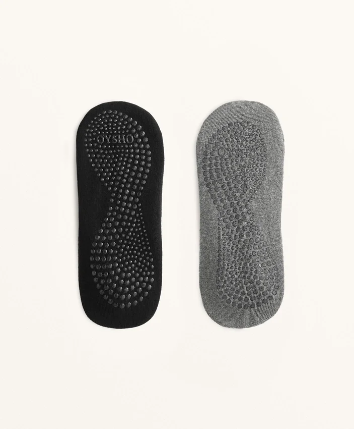2 paires de chaussettes de yoga et de Pilates en coton mélangé avec sangles croisées 2 paires de chaussettes de yoga et de Pilates en coton mélangé avec sangles croisées