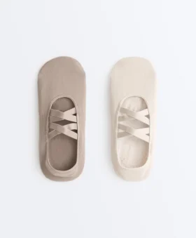 2 paires de chaussettes en mélange de polyamide pour le yoga et le Pilates avec doubles bandes