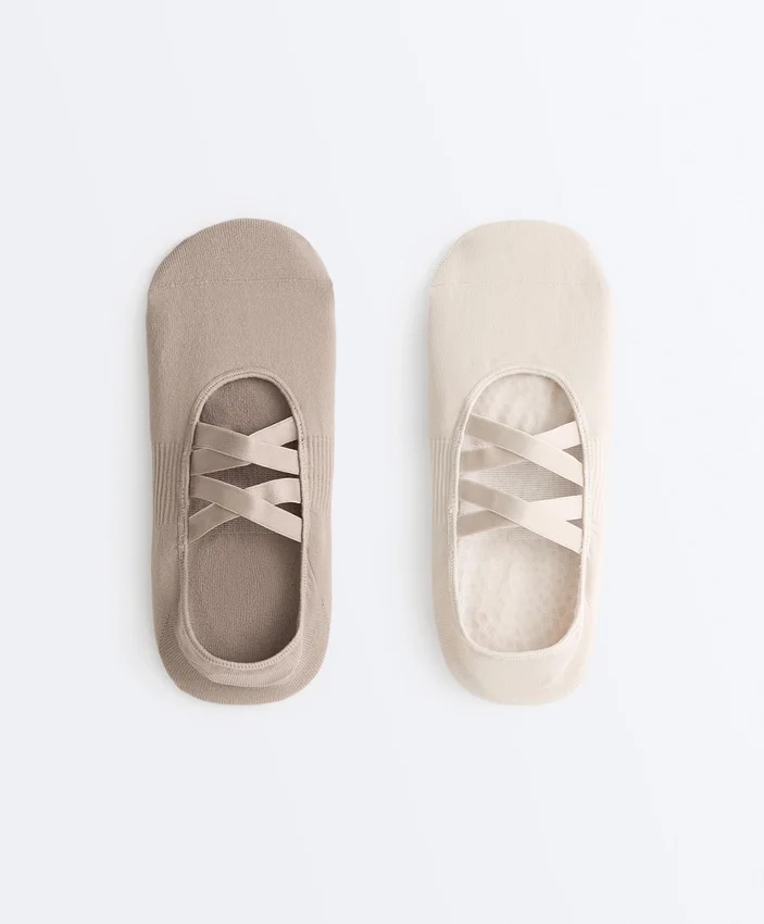 2 paires de chaussettes en mélange de polyamide pour le yoga et le Pilates avec doubles bandes 2 paires de chaussettes en mélange de polyamide pour le yoga et le Pilates avec doubles bandes