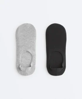 2 paires de chaussettes invisibles à côtes en mélange de coton, coupe haute
