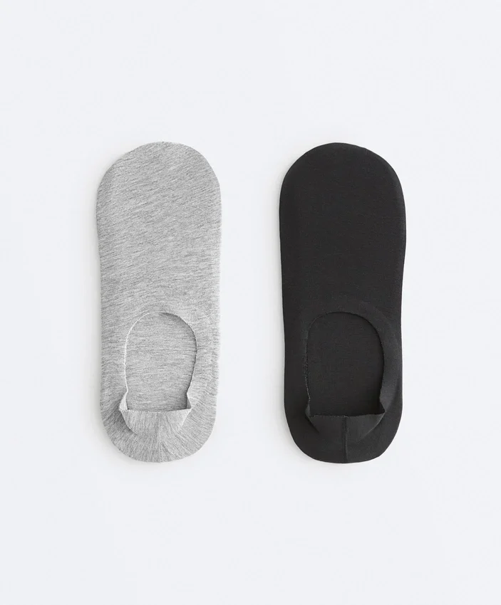 2 paires de chaussettes invisibles à côtes en mélange de coton, coupe haute 2 paires de chaussettes invisibles à côtes en mélange de coton, coupe haute