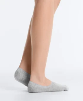 2 paires de chaussettes invisibles à côtes en mélange de coton, coupe haute