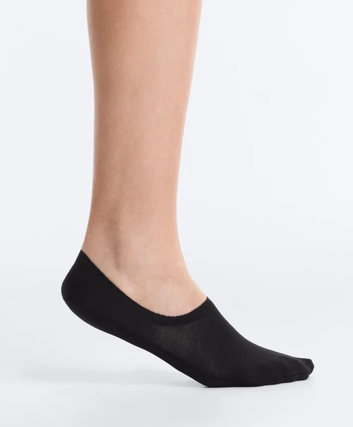 2 paires de chaussettes invisibles à côtes en mélange de coton, coupe haute 2 paires de chaussettes invisibles à côtes en mélange de coton, coupe haute