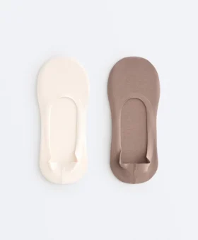 2 paires de chaussettes invisibles en coton mélangé à côtes, coupe mi-longue