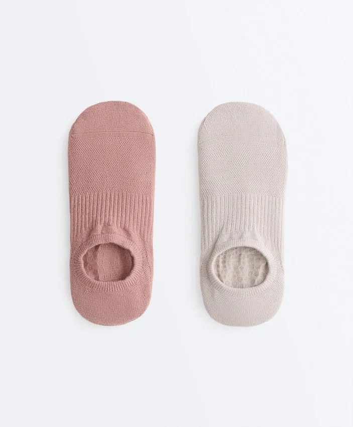 2 paires de chaussettes invisibles en coton mélangé pour le yoga et le Pilates 2 paires de chaussettes invisibles en coton mélangé pour le yoga et le Pilates
