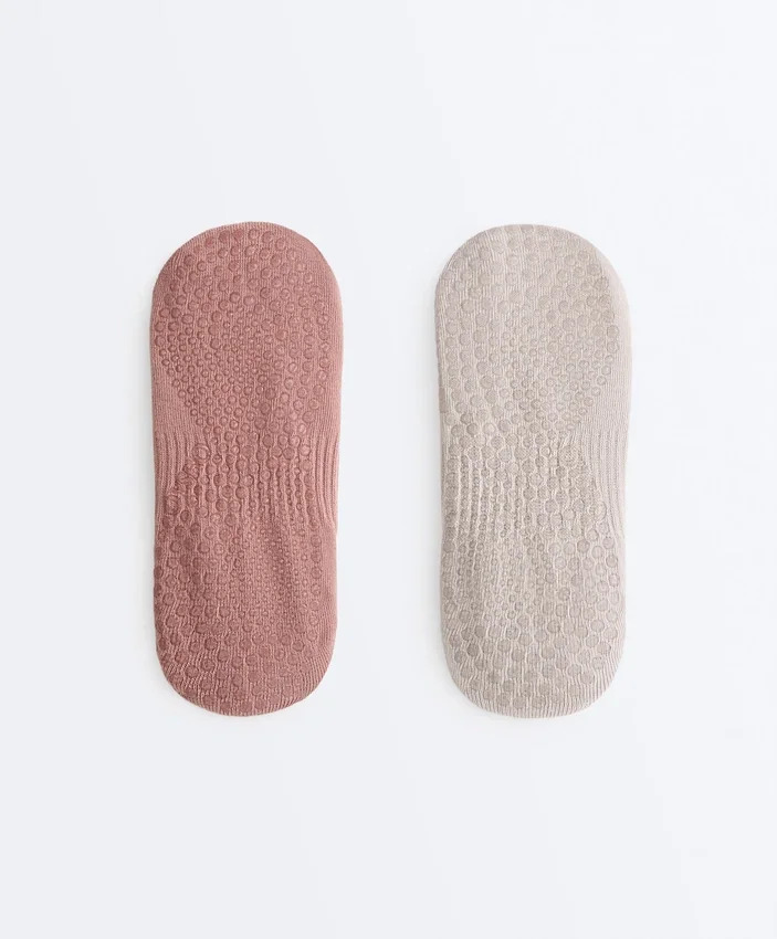 2 paires de chaussettes invisibles en coton mélangé pour le yoga et le Pilates 2 paires de chaussettes invisibles en coton mélangé pour le yoga et le Pilates