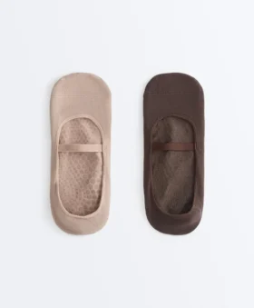 2 paires de chaussettes invisibles en coton mélangé pour le yoga et le Pilates avec bande croisée