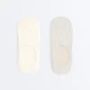 2 paires de chaussettes invisibles en microfibre côtelée à tige haute