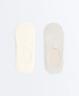 2 paires de chaussettes invisibles en microfibre côtelée à tige haute