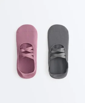2 paires de chaussettes invisibles en mélange de polyamide pour le yoga et le Pilates, avec doubles bandes élastiques