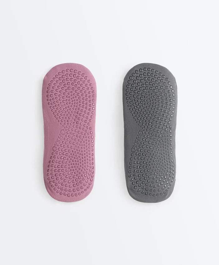 2 paires de chaussettes invisibles en mélange de polyamide pour le yoga et le Pilates, avec doubles bandes élastiques 2 paires de chaussettes invisibles en mélange de polyamide pour le yoga et le Pilates, avec doubles bandes élastiques
