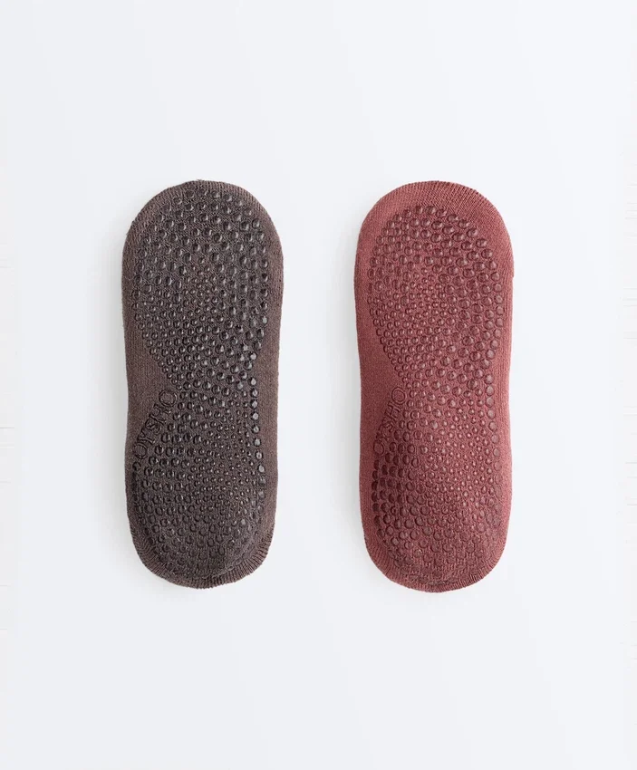 2 paires de chaussettes invisibles rembourrées en coton mélangé pour le yoga et le Pilates, avec bandes croisées 2 paires de chaussettes invisibles rembourrées en coton mélangé pour le yoga et le Pilates, avec bandes croisées