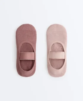2 paires de chaussettes invisibles rembourrées en coton mélangé pour le yoga et le Pilates, avec large bande élastique 2 paires de chaussettes invisibles rembourrées en coton mélangé pour le yoga et le Pilates, avec large bande élastique