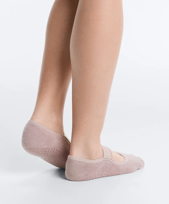 2 paires de chaussettes invisibles rembourrées en coton mélangé pour le yoga et le Pilates, avec large bande élastique 2 paires de chaussettes invisibles rembourrées en coton mélangé pour le yoga et le Pilates, avec large bande élastique