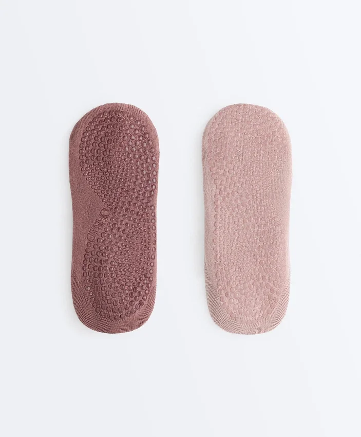 2 paires de chaussettes invisibles rembourrées en coton mélangé pour le yoga et le Pilates, avec large bande élastique 2 paires de chaussettes invisibles rembourrées en coton mélangé pour le yoga et le Pilates, avec large bande élastique