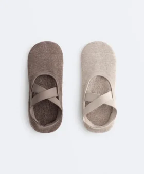 2 paires de chaussettes rembourrées en coton mélangé pour le yoga et le Pilates avec sangles croisées 2 paires de chaussettes rembourrées en coton mélangé pour le yoga et le Pilates avec sangles croisées