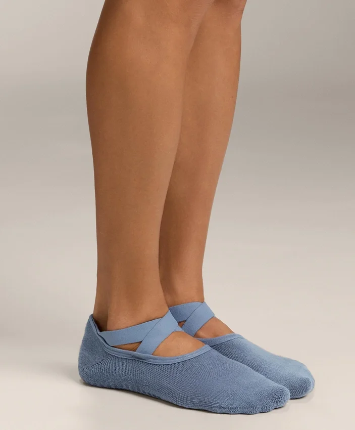 2 paires de chaussettes rembourrées en coton mélangé pour le yoga et le Pilates avec sangles croisées 2 paires de chaussettes rembourrées en coton mélangé pour le yoga et le Pilates avec sangles croisées