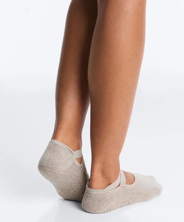 2 paires de chaussettes rembourrées en coton mélangé pour le yoga et le Pilates avec sangles croisées 2 paires de chaussettes rembourrées en coton mélangé pour le yoga et le Pilates avec sangles croisées