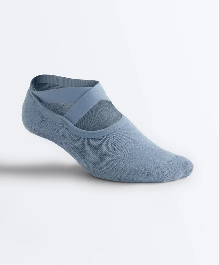 2 paires de chaussettes rembourrées en coton mélangé pour le yoga et le Pilates avec sangles croisées 2 paires de chaussettes rembourrées en coton mélangé pour le yoga et le Pilates avec sangles croisées