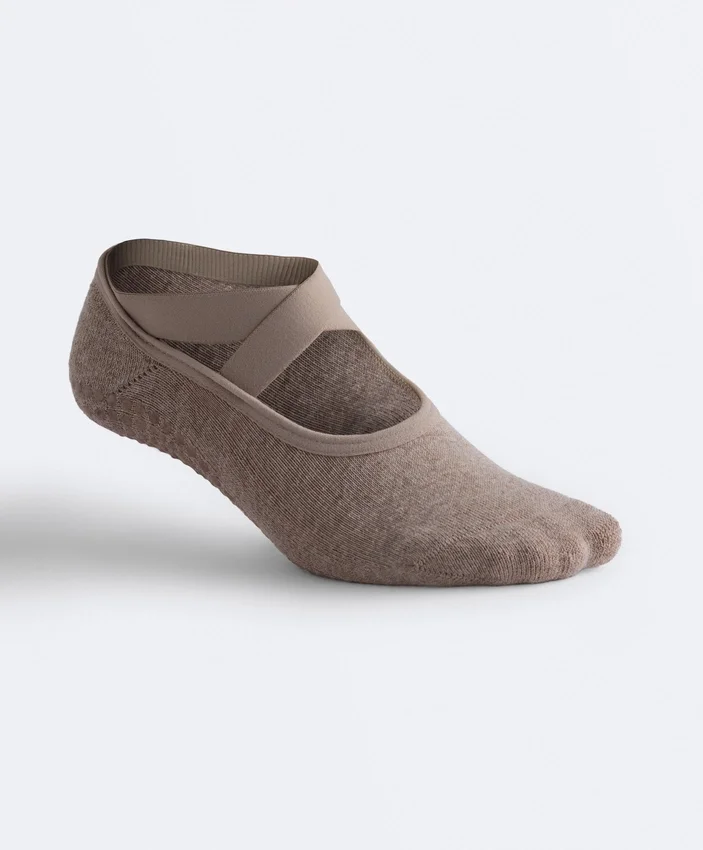 2 paires de chaussettes rembourrées en coton mélangé pour le yoga et le Pilates avec sangles croisées 2 paires de chaussettes rembourrées en coton mélangé pour le yoga et le Pilates avec sangles croisées