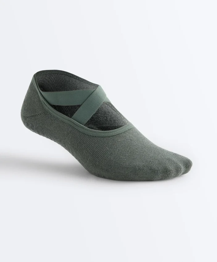 2 paires de chaussettes rembourrées en coton mélangé pour le yoga et le Pilates avec sangles croisées 2 paires de chaussettes rembourrées en coton mélangé pour le yoga et le Pilates avec sangles croisées