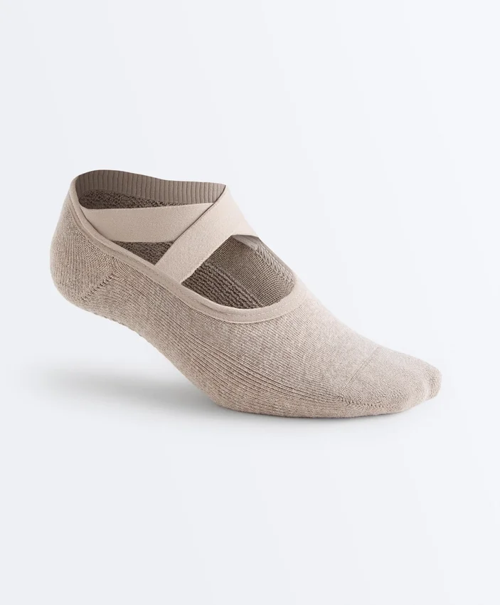 2 paires de chaussettes rembourrées en coton mélangé pour le yoga et le Pilates avec sangles croisées 2 paires de chaussettes rembourrées en coton mélangé pour le yoga et le Pilates avec sangles croisées