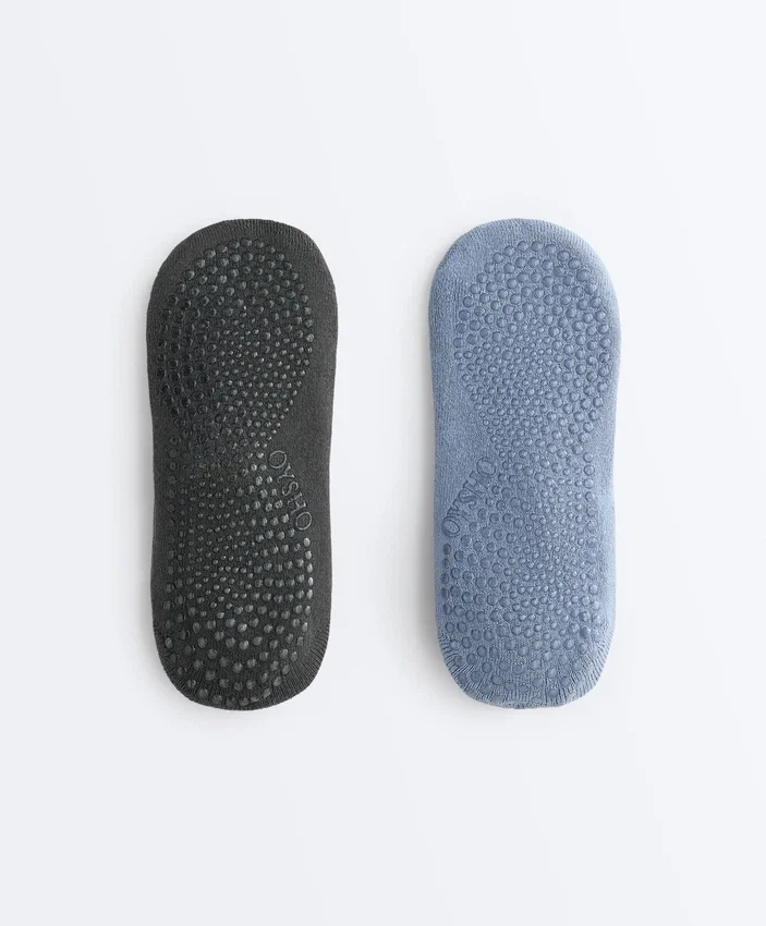 2 paires de chaussettes rembourrées en coton mélangé pour le yoga et le Pilates avec sangles croisées 2 paires de chaussettes rembourrées en coton mélangé pour le yoga et le Pilates avec sangles croisées