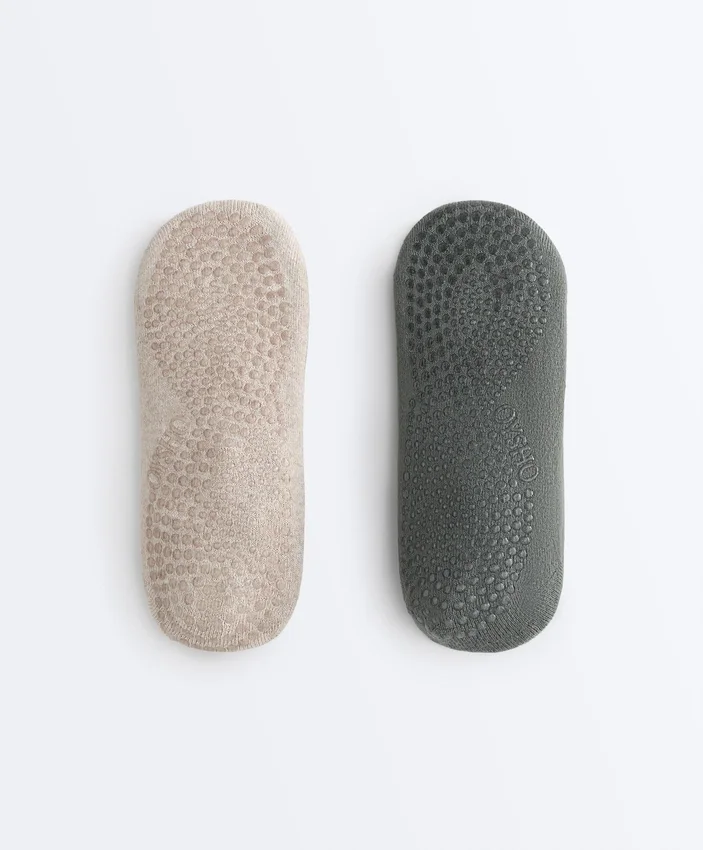 2 paires de chaussettes rembourrées en coton mélangé pour le yoga et le Pilates avec sangles croisées 2 paires de chaussettes rembourrées en coton mélangé pour le yoga et le Pilates avec sangles croisées