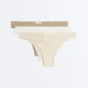 3 Culottes brésiliennes en mélange de coton avec logo en côtes