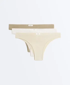 3 Culottes brésiliennes en mélange de coton avec logo en côtes